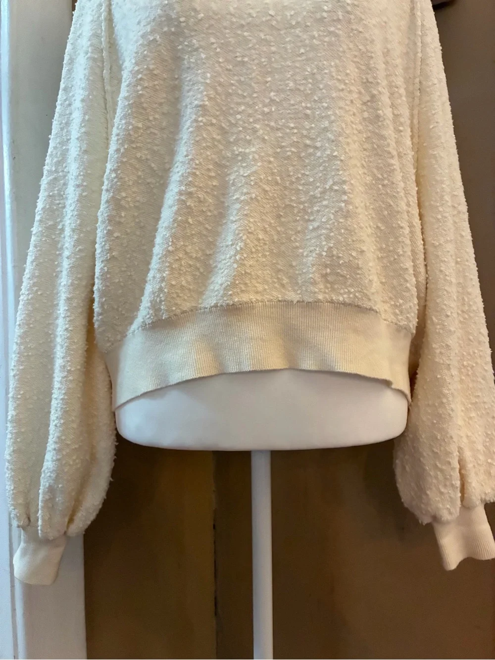 Free People Found My Friend Pullover Sweater Cream Boucle Knit Oversized Size XS